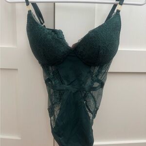 Victoria's Secret Dark Green Lace Bodysuit